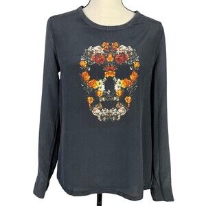 Silk Graphic Tee No Brand Women S Floral Skull Graphic Long Sleeve